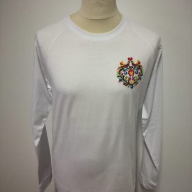 Tričko s dlhým rukávom so srdiečkom biele