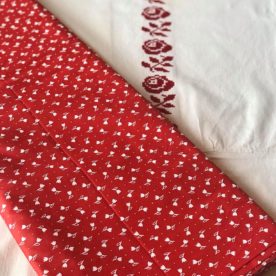 Bavlnená látka – Červená s bielymi kvietkami