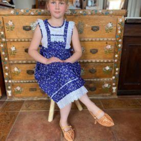 Detské šaty s modrotlačovým vzorom modré